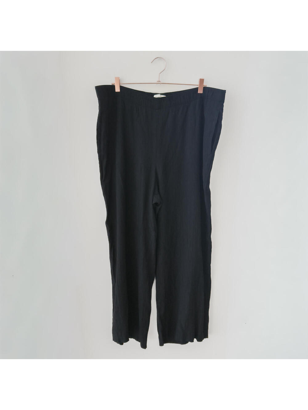 Abercrombie Black Crinkle‎ Wide-Leg Pull-On Pants XL Short